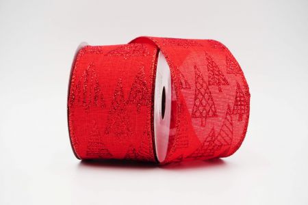 Christmas Trees Wired Ribbon_KF6668GR-8_Red